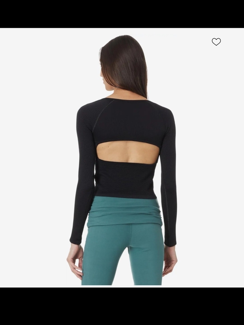 Free People Black Long-Sleeve Back-Cutout Crop Top